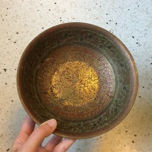 Vintage brass intricate painted bowl